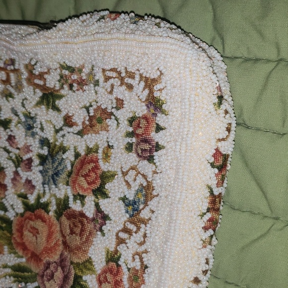 Antique Victorian French hand made embroidery beads evening purse - Picture 7 of 17